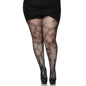 Butterfly Net Tights - 1x/2x - Black - MyPleasure