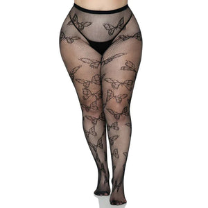 Butterfly Net Tights - 1x/2x - Black - MyPleasure