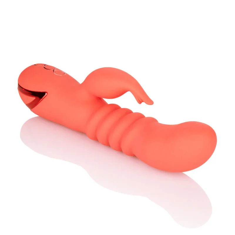 CalExotics California Dreaming y Cutie Silicone Thrusting Rabbit Vibrator, Orange, 1 Count - MyPleasure