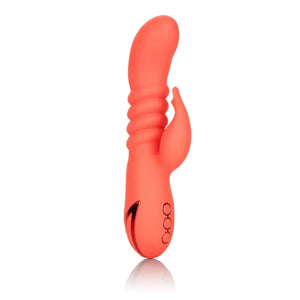 CalExotics California Dreaming y Cutie Silicone Thrusting Rabbit Vibrator, Orange, 1 Count - MyPleasure