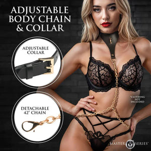 Captivate Collar With Body Chain - Black - MyPleasure