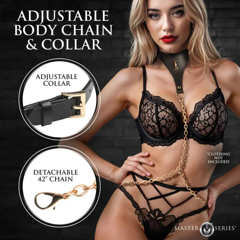 Captivate Collar With Body Chain - Black - MyPleasure
