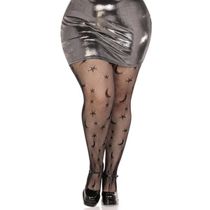 Celestial Net Tights - 1x/2x - Black - MyPleasure