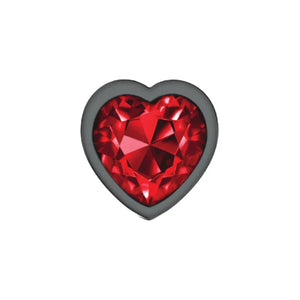 Cheeky Charms - Gunmetal Metal Butt Plug - Heart - Dark Red - Large - MyPleasure