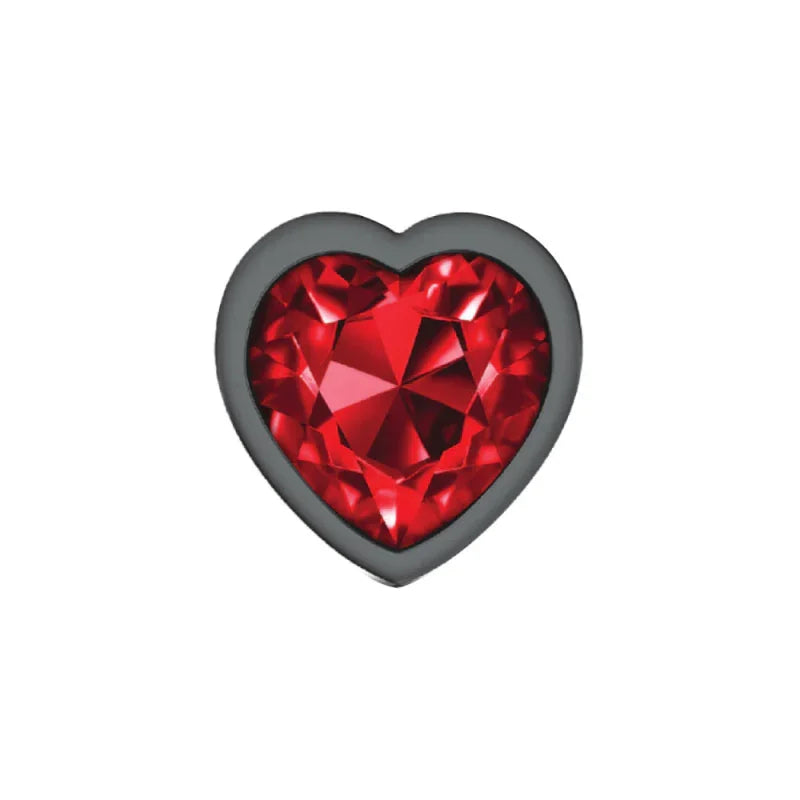 Cheeky Charms - Gunmetal Metal Butt Plug - Heart - Dark Red - Large - MyPleasure