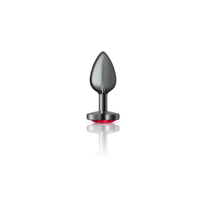 Cheeky Charms - Gunmetal Metal Butt Plug - Heart - Dark Red - Small - MyPleasure