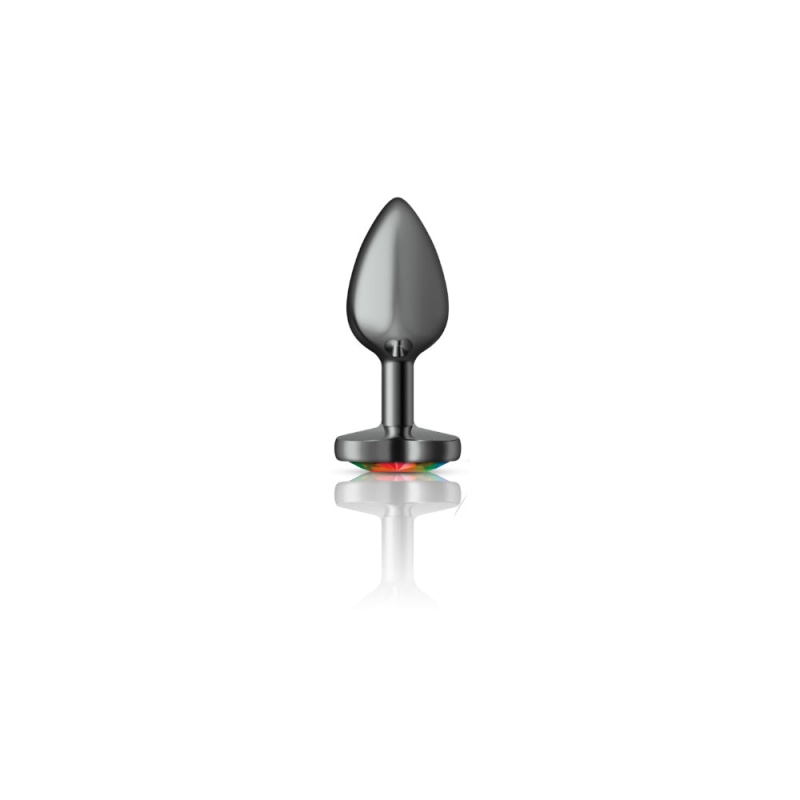 Cheeky Charms - Gunmetal Metal Butt Plug - Heart - Rainbow - Small - Anal Toys & Stimulators
