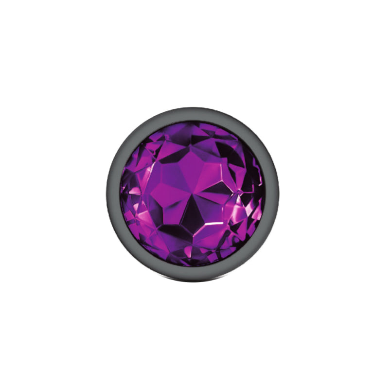 Cheeky Charms - Gunmetal Metal Butt Plug - Round - Deep Purple - Large