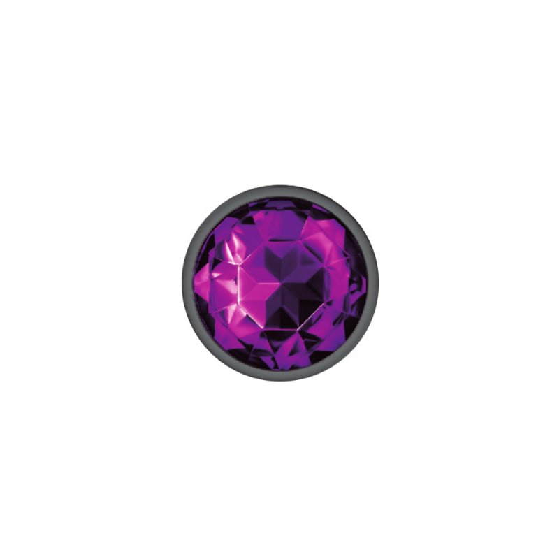 Cheeky Charms - Gunmetal Metal Butt Plug - Round - Deep Purple - Medium