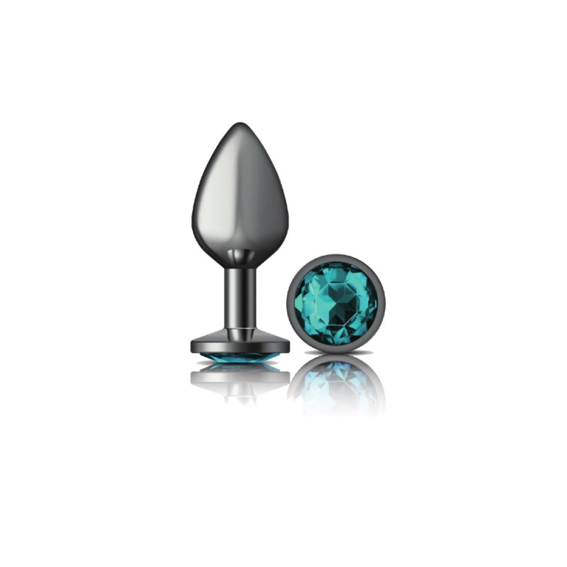 Cheeky Charms - Gunmetal Metal Butt Plug - Round - Teal - Medium - Anal Toys & Stimulators