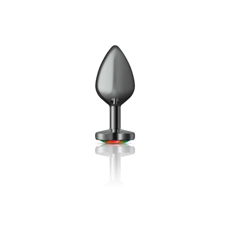 Cheeky Charms - Gunmetal Metal Buttplug - Heart - Rainbow - Medium - MyPleasure