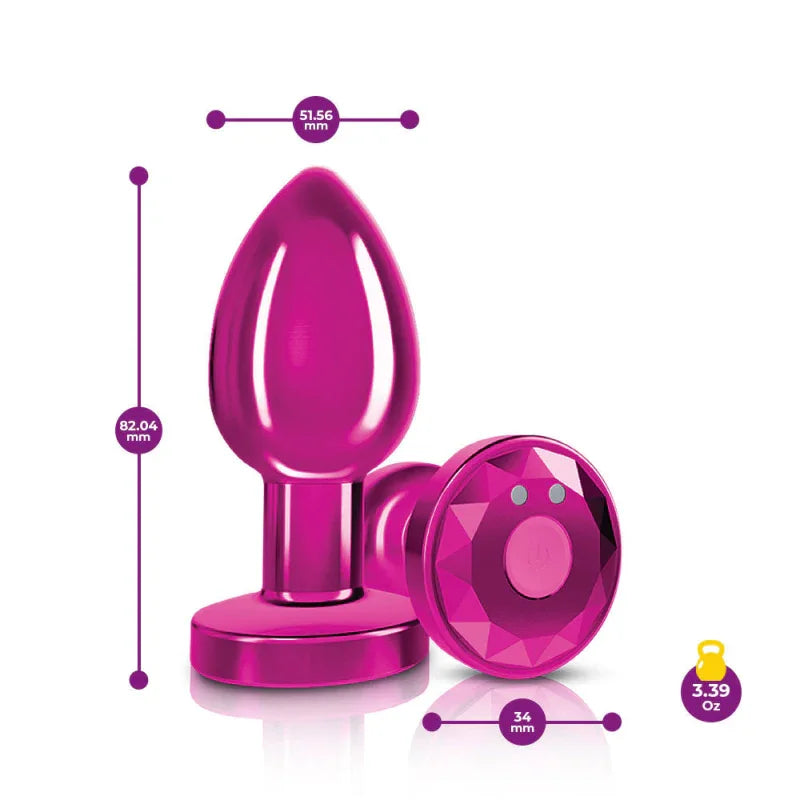 Cheeky Charms - Rechargeable Vibrating Metal Butt Plug With Remote Control - Pink - Medium - Preorder Only - MyPleasure