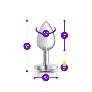 Cheeky Charms - Silver Metal Butt Plug - Heart - Clear - Small - MyPleasure