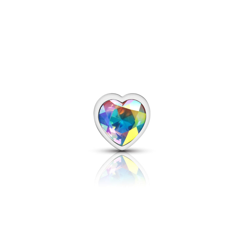 Cheeky Charms - Silver Metal Butt Plug - Heart - Clear - Small