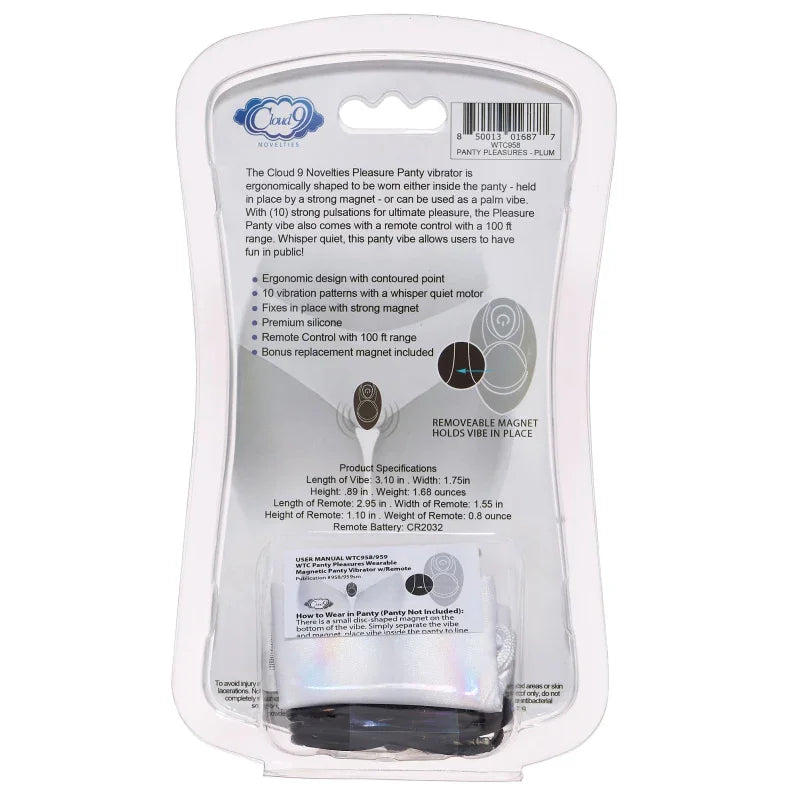 Cloud 9 Panty Pleasures Magnetic Panty Vibe - Plum - MyPleasure