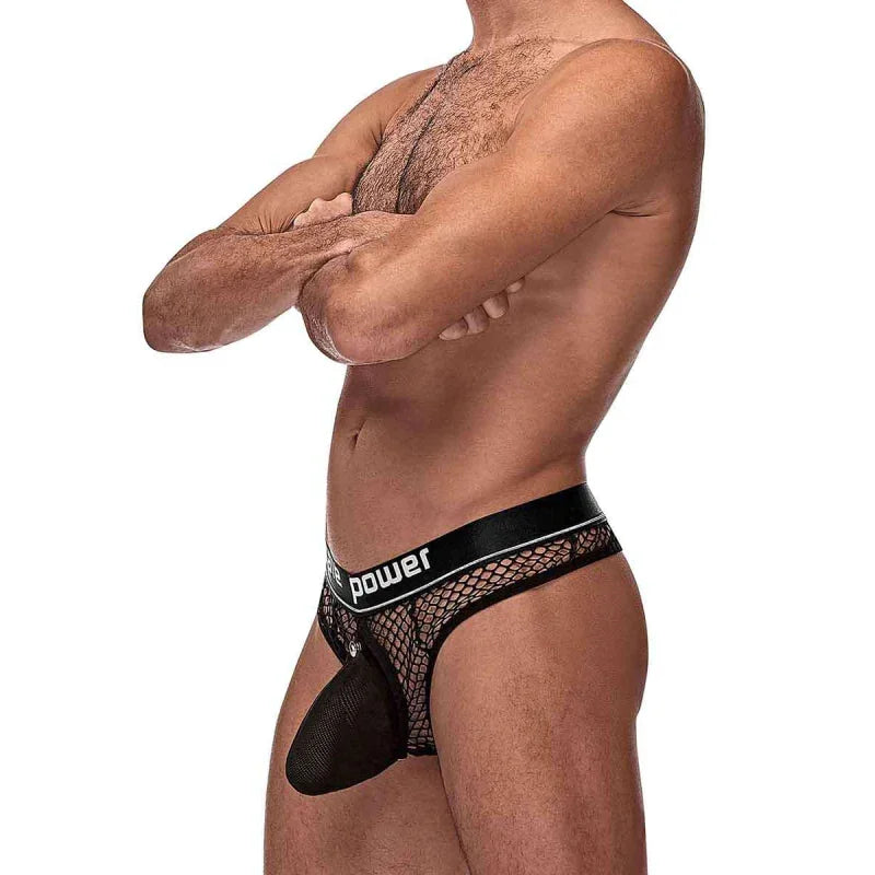 Cock Pit Net Cock Ring Thong - S/ M - Black - MyPleasure