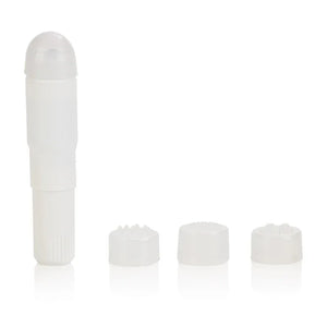 Compact Waterproof Personal Travel Massager With 4 Tips - White - MyPleasure