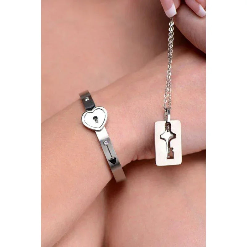Cuffed Locking Bracelet and Key Necklace - MyPleasure