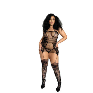 Curvy Aria Fishnet Body Stocking - O/sx - Black - MyPleasure