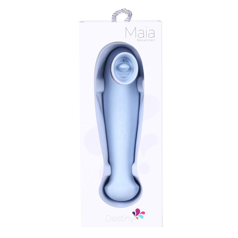 Destiny 15-Function Rechargeable Vibrating -  Suction Wand - Blue