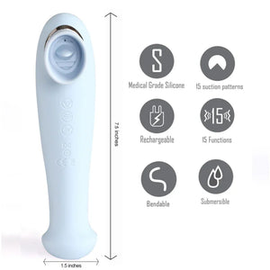 Destiny 15-Function Rechargeable Vibrating - Suction Wand - Blue - MyPleasure