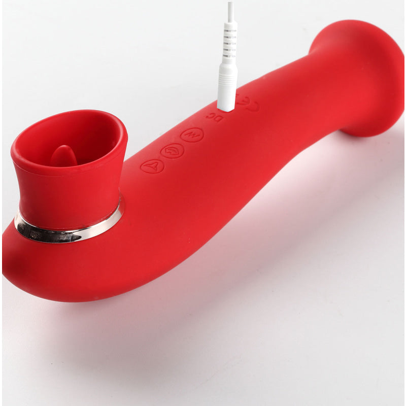 Destiny 15-Function Rechargeable Vibrating - Suction Wand - Cherry Red