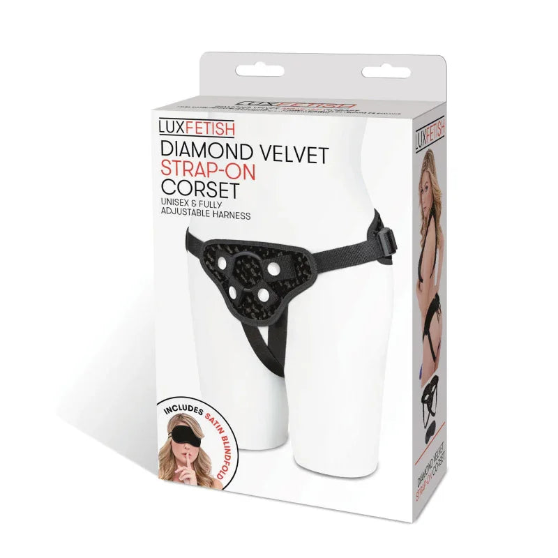 Diamond Velvet Strap-on Corset - Black - MyPleasure