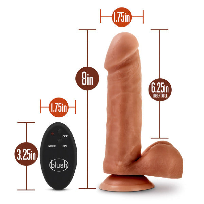 Dr. Skin- 8 Inch 10 Function Wireless Remote Dildo - Mocha