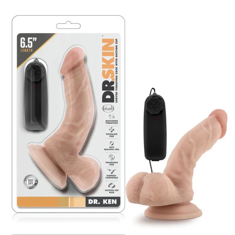 Dr. Skin - Dr. Ken - 6.5 Inch Vibrating Cock With Suction Cup - Vanilla - MyPleasure