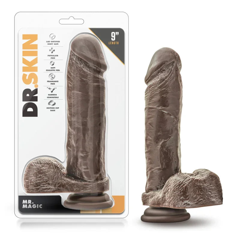 Dr. Skin - Mr. Magic - 9 Inch Dildo - Chocolate - MyPleasure