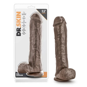 Dr. Skin Mr. Savage 11.5" Dildo With Suction Cup - Chocolate - MyPleasure