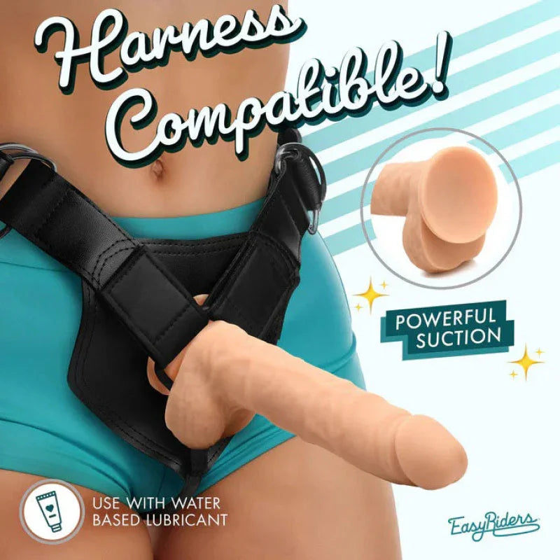 Easy Riders 7&quot; Silicone Dildo With Balls - Light - MyPleasure