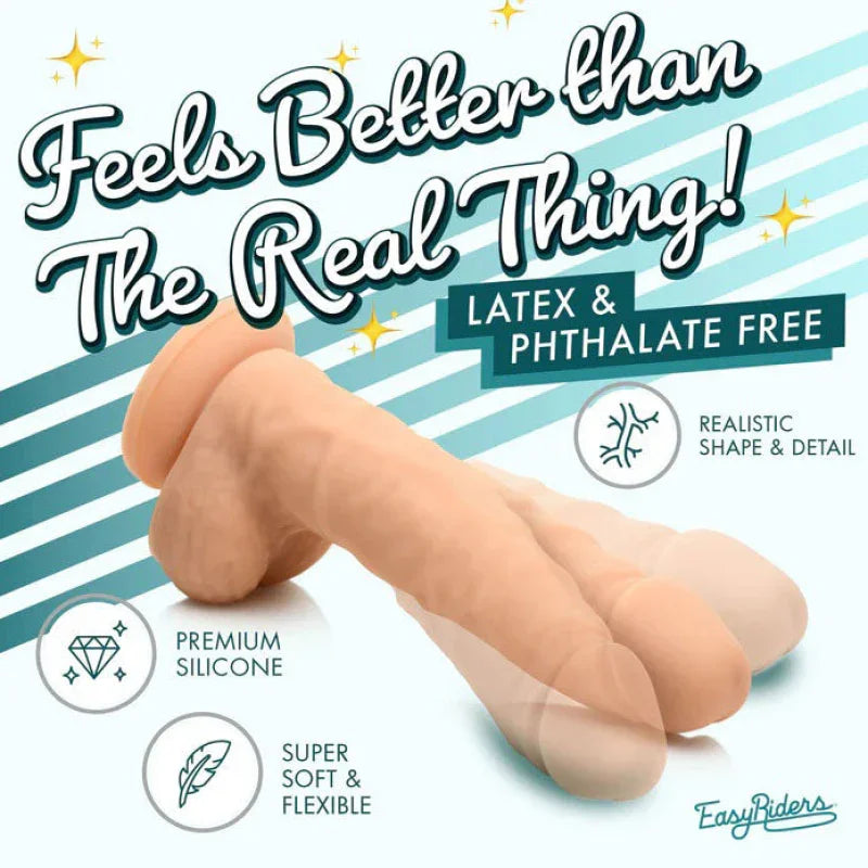 Easy Riders 7&quot; Silicone Dildo With Balls - Light - MyPleasure