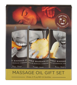 Edible Massage Oil Gift Set Box Three 2 Oz Bottles - MyPleasure