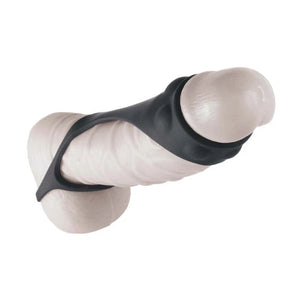 Enhancer Textured Cock Strap and Ball Stretcher - Black - MyPleasure