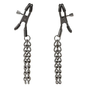 Euphoria Collection Chain Nipple Clamps - Black - MyPleasure