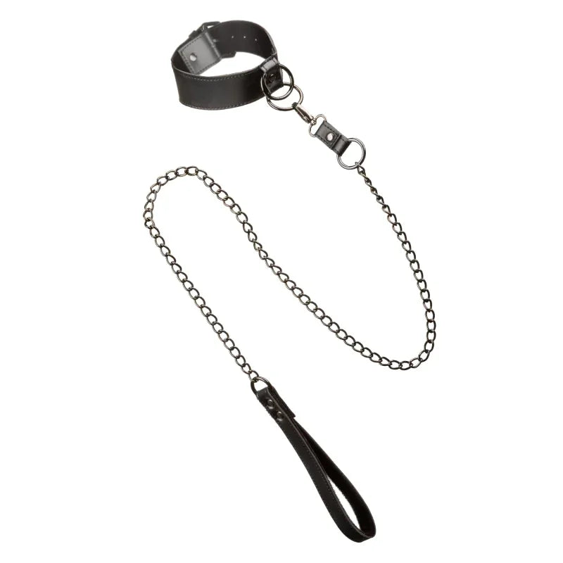 Euphoria Collection Collar With Chain Leash - Black - MyPleasure