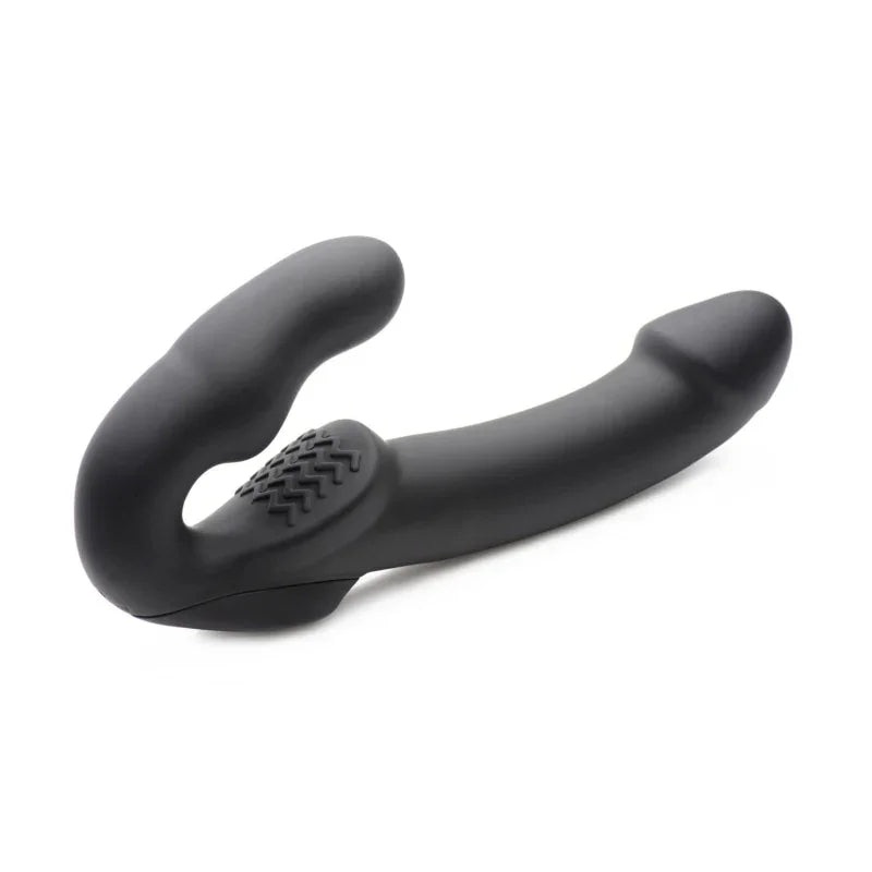 Evoke Rechargeable Vibrating Silicone Strapless Strap on - Black - MyPleasure