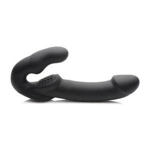 Evoke Rechargeable Vibrating Silicone Strapless Strap on - Black - MyPleasure