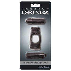 Fantasy C-Ringz Duo-Vibrating Super Ring Black - MyPleasure