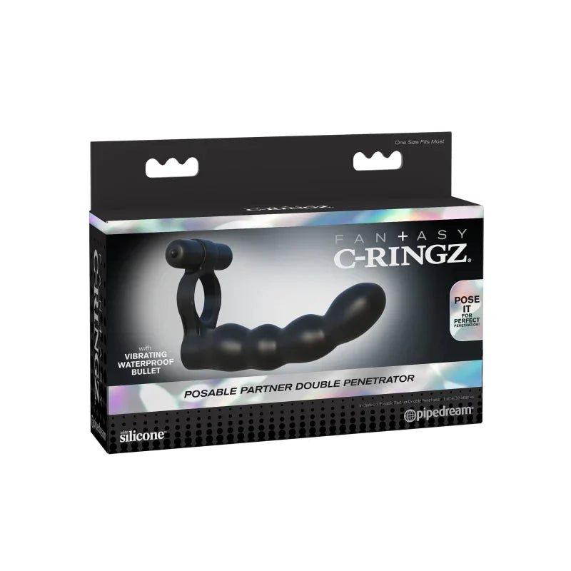 Fantasy C-Ringz Posable Partner Double Penetrator - Black - MyPleasure