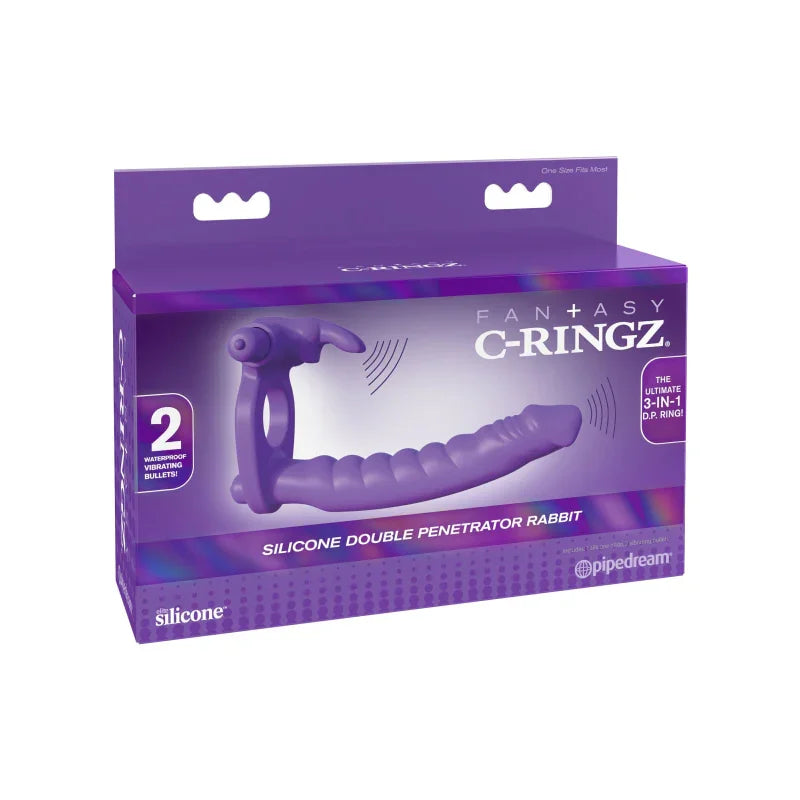 Fantasy C-Ringz Silicone Double Penetrator Rabbit - Purple - MyPleasure
