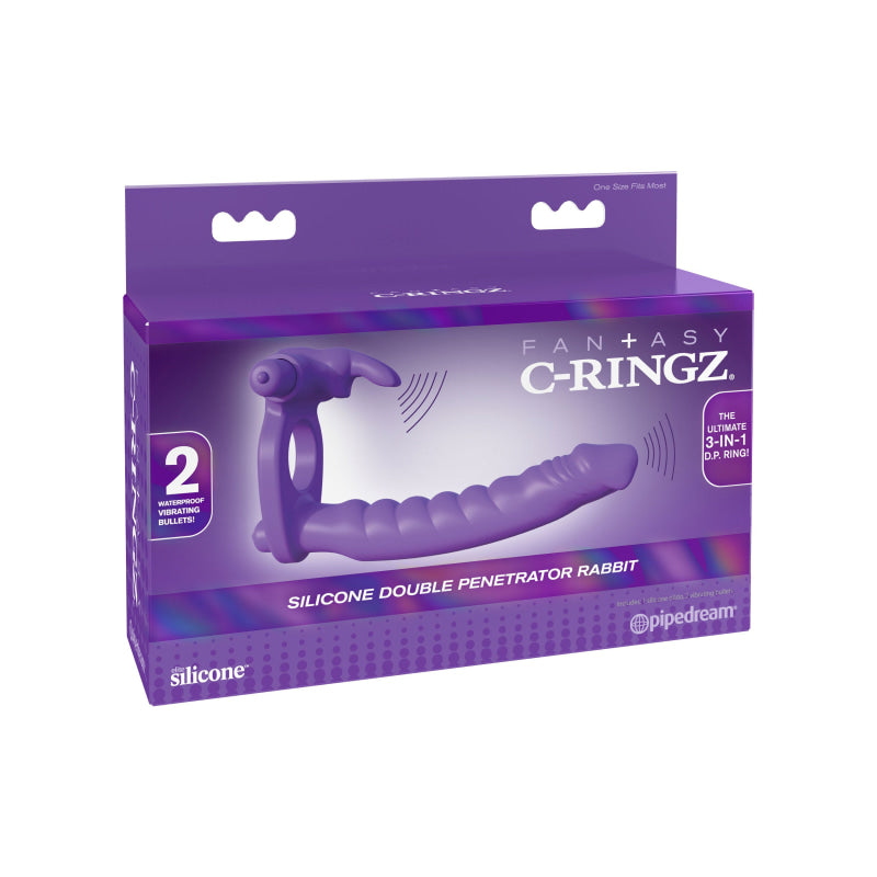 Fantasy C-Ringz Silicone Double Penetrator Rabbit - Purple