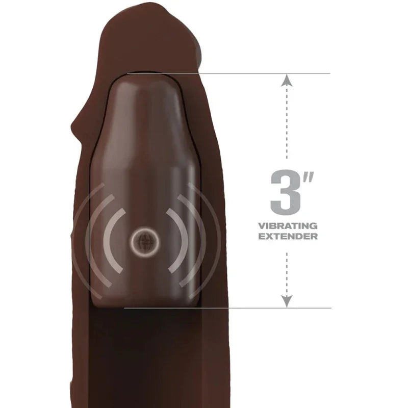 Fantasy X-Tensions Elite 9 Inch Sleeve Vibrating 3 Inch Plug With Remote - Brown - MyPleasure