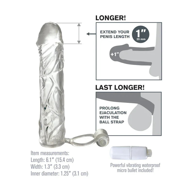Fantasy X-Tensions Vibrating Super Sleeve - Clear - MyPleasure
