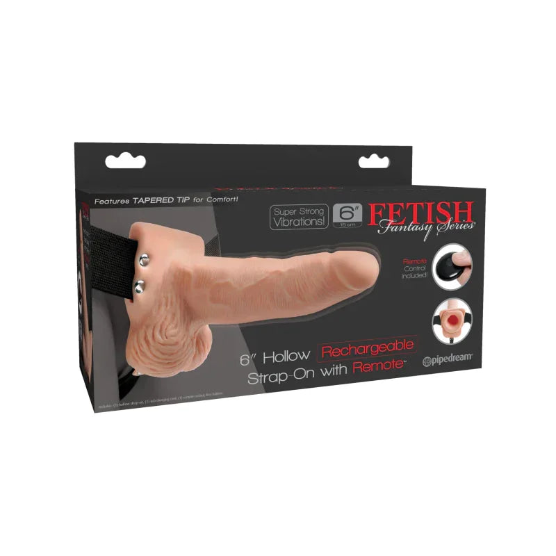 Fetish Fantasy Series 6" Hollow Rechargeable Strap-on With Remote - Flesh - MyPleasure