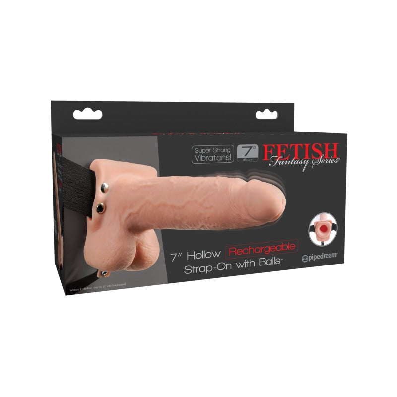 Fetish Fantasy Series 7" Hollow Rechargeable Strap-on With Balls - Flesh