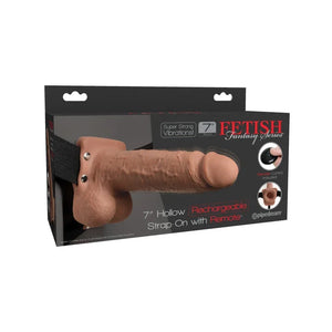 Fetish Fantasy Series 7" Hollow Rechargeable Strap-on With Remote - Tan - MyPleasure