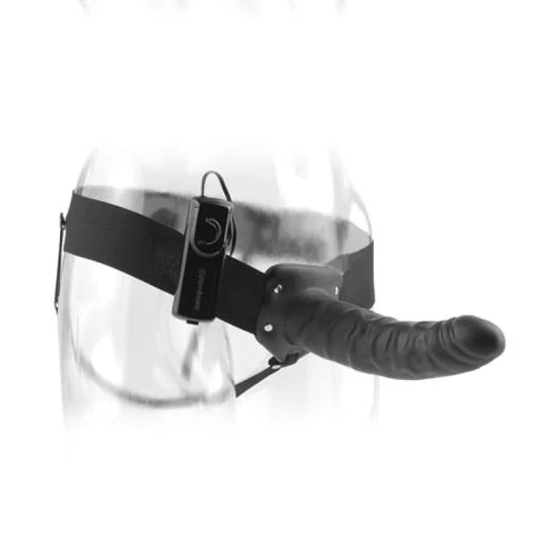 Fetish Fantasy Series 8-Inch Vibrating Hollow Strap-on - Black - MyPleasure