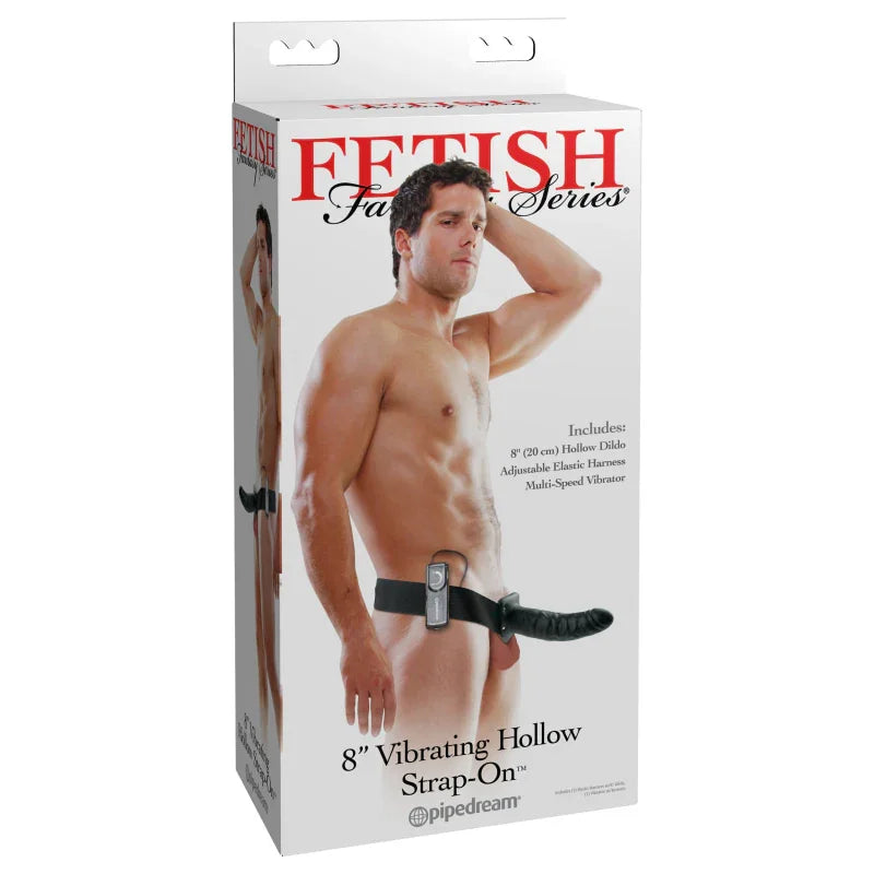 Fetish Fantasy Series 8-Inch Vibrating Hollow Strap-on - Black - MyPleasure